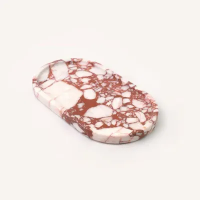 Ustensiles de cuisine - Plateau oval en marbre rouge et blanc L - L INDOCHINEUR X RIVÊT