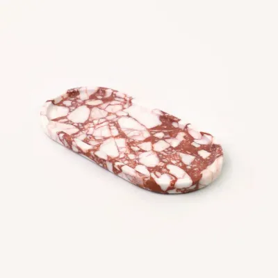 Ustensiles de cuisine - Plateau oval en marbre rouge et blanc XL - L INDOCHINEUR X RIVÊT