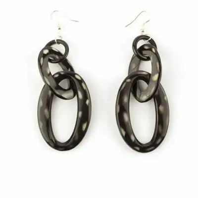 Bijoux - Boucles d'oreilles ovales effet écailles de tortue en corne - Marron - L INDOCHINEUR X RIVÊT