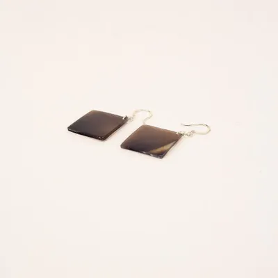 Jewelry - Square earrings in marbled black horn - L INDOCHINEUR X RIVÊT