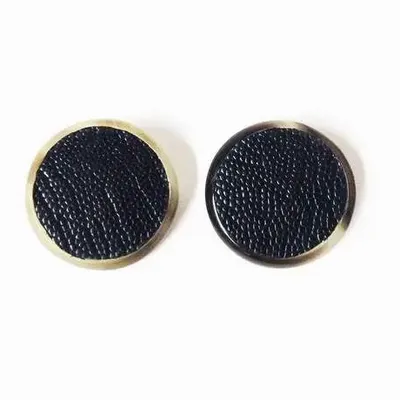 Bijoux - Boucles d'oreilles clip rond corne noire sertie cuir - Orange - L INDOCHINEUR X RIVÊT