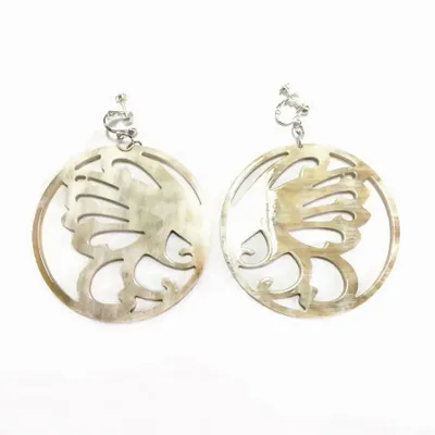 Jewelry - Round lace screw clip-on earring in African blond horn - Beige - L INDOCHINEUR X RIVÊT