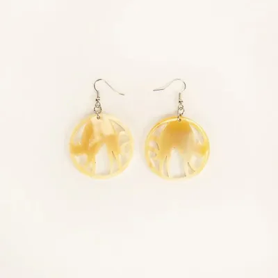 Jewelry - Cat earrings in blond horn - Hooks - Marbled blond horn - L INDOCHINEUR X RIVÊT