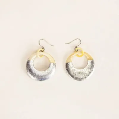 Jewelry - Round earrings in blond horn and gold lacquer, Japanese clip - Silver - L INDOCHINEUR X RIVÊT