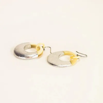 Jewelry - Round earrings in blond horn and gold lacquer, Japanese clip - Hooks - L INDOCHINEUR X RIVÊT