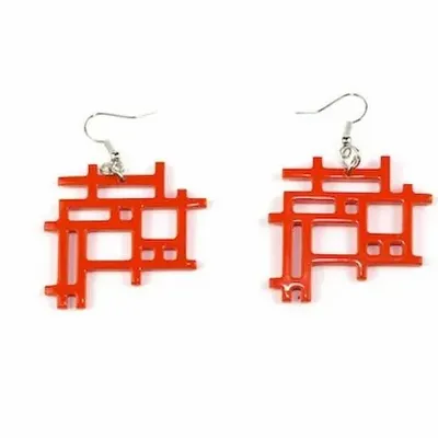 Jewelry - Checkerboard raw-edge earrings in blue-grey lacquer - Hooks - L INDOCHINEUR X RIVÊT