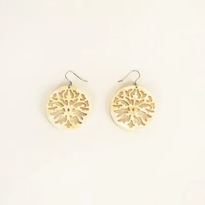 Jewelry - Calais lace earrings in African white horn - Marbled blond horn - L INDOCHINEUR X RIVÊT