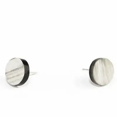 Bijoux - Boucles d'oreilles pastille en corne blonde marbrée - Tiges - L INDOCHINEUR X RIVÊT