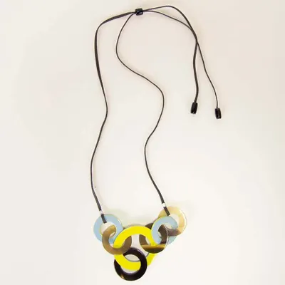 Bijoux - Collier destructuré laqué jaune et bleu - L INDOCHINEUR X RIVÊT