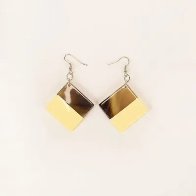 Jewelry - Square earring in horn and fuchsia lacquer - Indigo blue lacquer - L INDOCHINEUR X RIVÊT