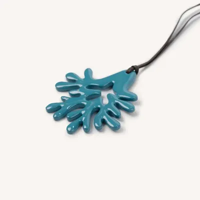 Bijoux - Pendentif grand corail en corne noire laque bleu turquoise - L INDOCHINEUR X RIVÊT