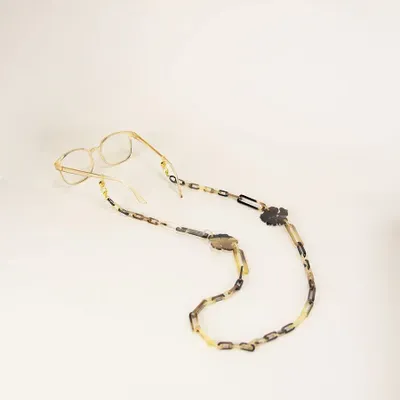 Glasses - Eyeglass chain / long necklace with flower motif in buffalo hoof - L INDOCHINEUR X RIVÊT