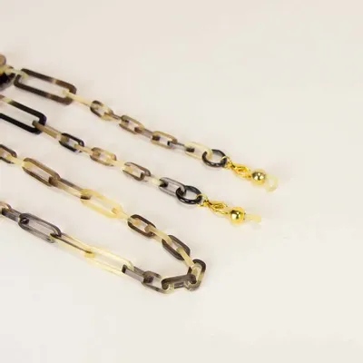 Glasses - Eyeglass chain / long necklace with flower motif in buffalo hoof - L INDOCHINEUR X RIVÊT