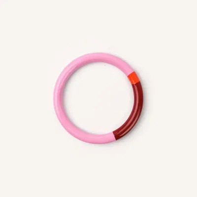 Bracelets - Bracelet rond bois laqué rouge terracotta, rose et - Multicolore - L INDOCHINEUR X RIVÊT