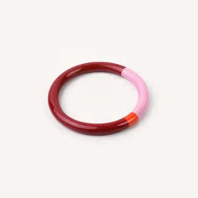 Bracelets - Bracelet rond bois laqué rouge terracotta, rose et - Multicolore - L INDOCHINEUR X RIVÊT