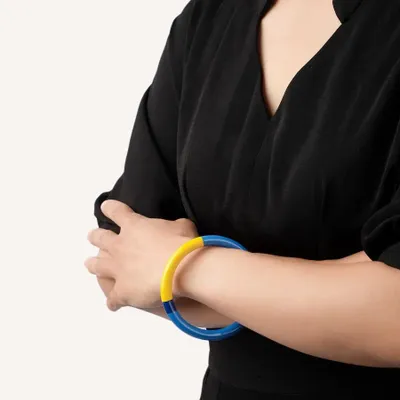 Bracelets - Bracelet rond bois laqué bleu clair, bleu foncé et - Multicolore - L INDOCHINEUR X RIVÊT