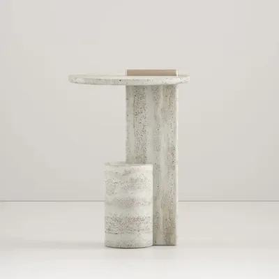 Other tables - On –  Side Table in Roman Travertine - PISTORE MARMI