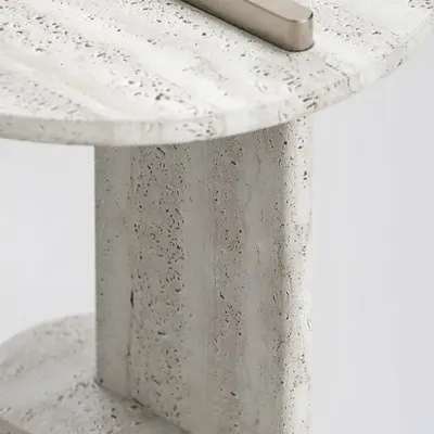 Autres tables  - Table d'appoint en travertin romain - PISTORE MARMI