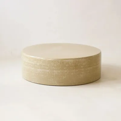 Tables basses - ENDOUME - Table Basse Ronde Céramique – M - Ø60 H18 cm – Lin - MASAME