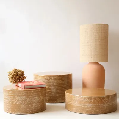 Coffee tables - ENDOUME - Round ceramic coffee table – S - Ø47 H25 cm – Ambre - MASAME