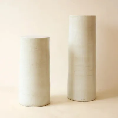 Night tables - ROUCAS - Ceramic side table – XL - Ø32 H90 cm – Calcaire - MASAME