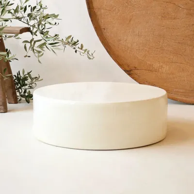 Coffee tables - ENDOUME - Round ceramic coffee table – M - Ø60 H18 cm – Calcaire - MASAME