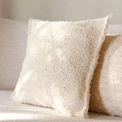 Coussins - GAOU - Coussin Coton Recyclé Blanc – Carré 50×50 - MASAME