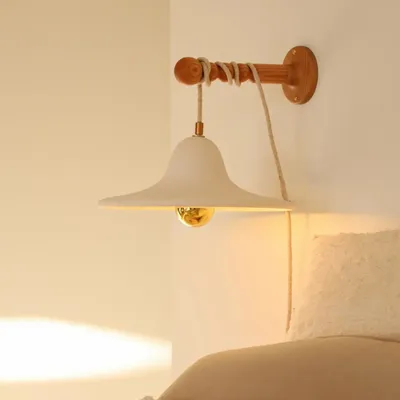 Wall lamps - Gigaro L - Raw ceramic portable lamp Ø30 cm – Chaux Blanche - MASAME