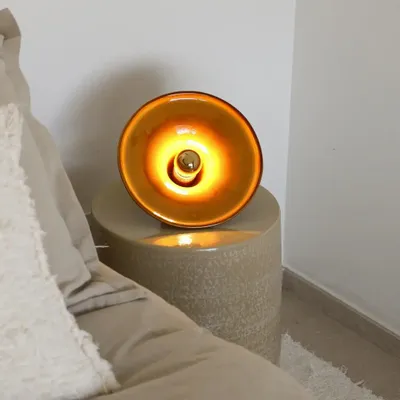Wall lamps - Gigaro M - Glazed ceramic portable lamp Ø23 – Miel - MASAME