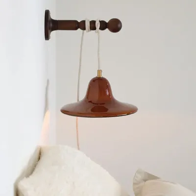 Wall lamps - Gigaro M - Glazed ceramic portable lamp Ø23 – Terre Brulée - MASAME
