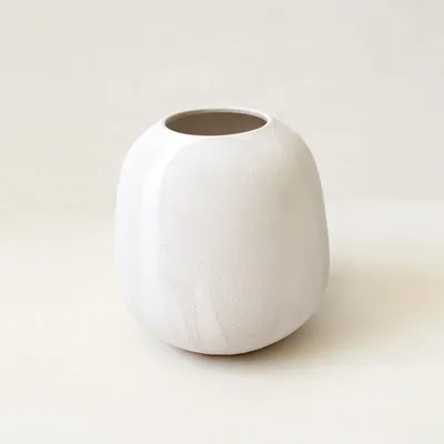 Vases - NAPOLI - Vase Faïence Blanc – M - Ø19 H22 cm - MASAME