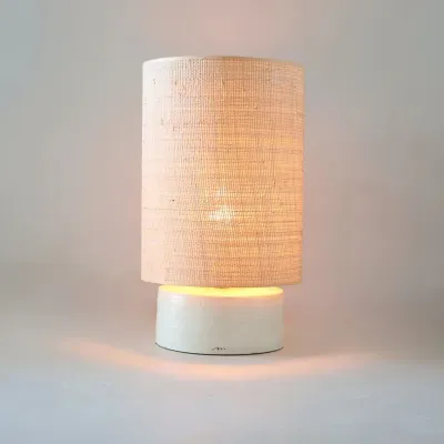 Table lamps - SORMIOU M - Ceramic table lamp Calcaire H54 cm – raffia shade - MASAME