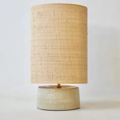 Lampes à poser - SORMIOU M - Lampe à poser céramique Lin H54 cm – abat-jour raphia - MASAME