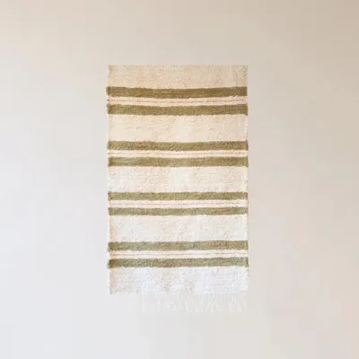 Rugs - TETOUAN - Striped 100% cotton rug Chanvre and Melon – 60×100 - MASAME