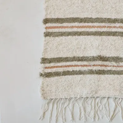 Tapis - TETOUAN - Tapis rayé 100% coton Chanvre et melon – 70×200 - MASAME