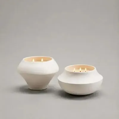 Ceramic - Set of 2 candles in iconic Calligramme porcelain holders - Mini P-Bg.Set - CALLIGRAMME