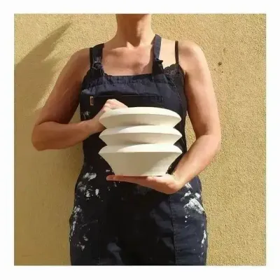 Unique pieces - Sculptural, geometric vase in white porcelain - Palindrome A4L - CALLIGRAMME