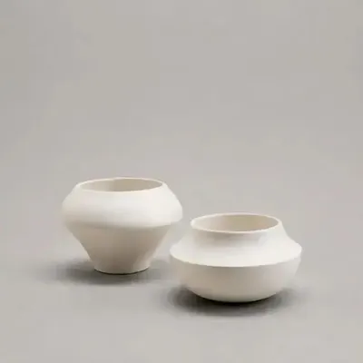 Pottery - Set of 2 Mini plant pots or candleholders - Mini P.Set - CALLIGRAMME