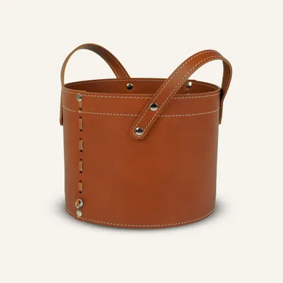 Boîtes de rangement  - Panier rangement rond cuir PORTHOS - LIMAC DESIGN