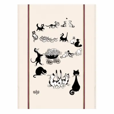 Torchons - Grand Torchon Dubout Multi-Chats Ecru 60 X 80 - MAISON VIVARAISE - SDE VIVARAISE WINKLER