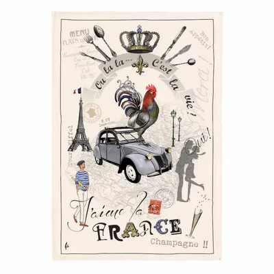 Dish towels - Tea Towel France Panorama Écru 48 X 72 - MAISON VIVARAISE - SDE VIVARAISE WINKLER