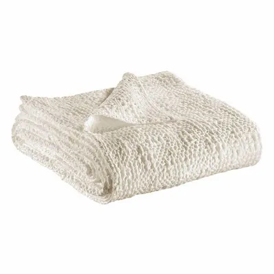 Linge de lit - Jeté Tana Craie 240 X 260 - MAISON VIVARAISE - SDE VIVARAISE WINKLER