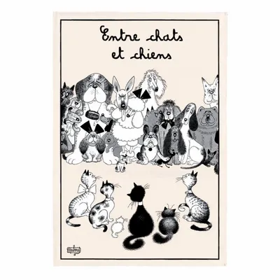 Torchons - Torchon Dubout Entre Chats Et Chiens Ecru 48 X 72 - MAISON VIVARAISE - SDE VIVARAISE WINKLER