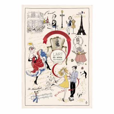 Torchons - Torchon Imprime Art de Vivre Ecru 48 X 72 - MAISON VIVARAISE - SDE VIVARAISE WINKLER