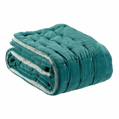 Linge de lit - Chemin de Lit Uni Elise Vert de Gris 90 X 240 - MAISON VIVARAISE - SDE VIVARAISE WINKLER