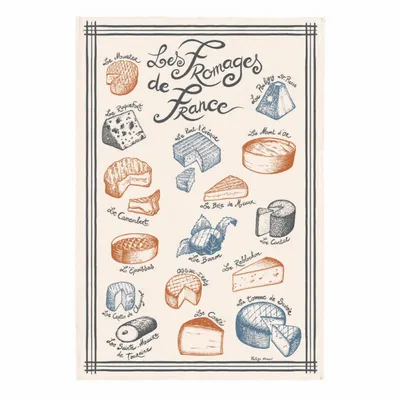 Torchons - Torchon Imprimé Fromages de France Ecru 48 x 72 - MAISON VIVARAISE - SDE VIVARAISE WINKLER
