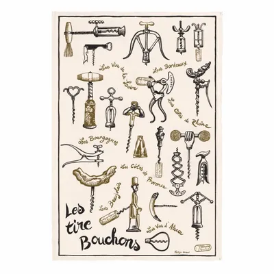 Torchons - Torchon Imprimé Les tire-bouchons Ecru 48 x 72 - MAISON VIVARAISE - SDE VIVARAISE WINKLER
