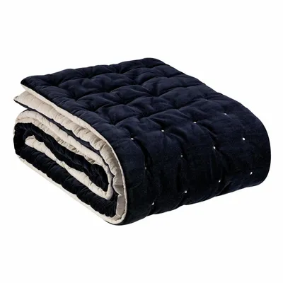Linge de lit - Chemin de lit uni Elise Cobalt 90 X 240 - MAISON VIVARAISE - SDE VIVARAISE WINKLER