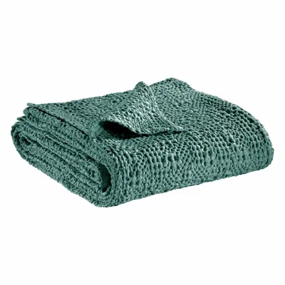 Linge de lit - Jeté Tana Vert de gris 260 x 260 - MAISON VIVARAISE - SDE VIVARAISE WINKLER
