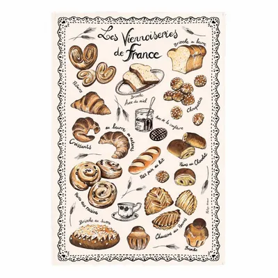 Torchons - Torchon Les Viennoiseries Françaises Ecru 48 X 72 - MAISON VIVARAISE - SDE VIVARAISE WINKLER